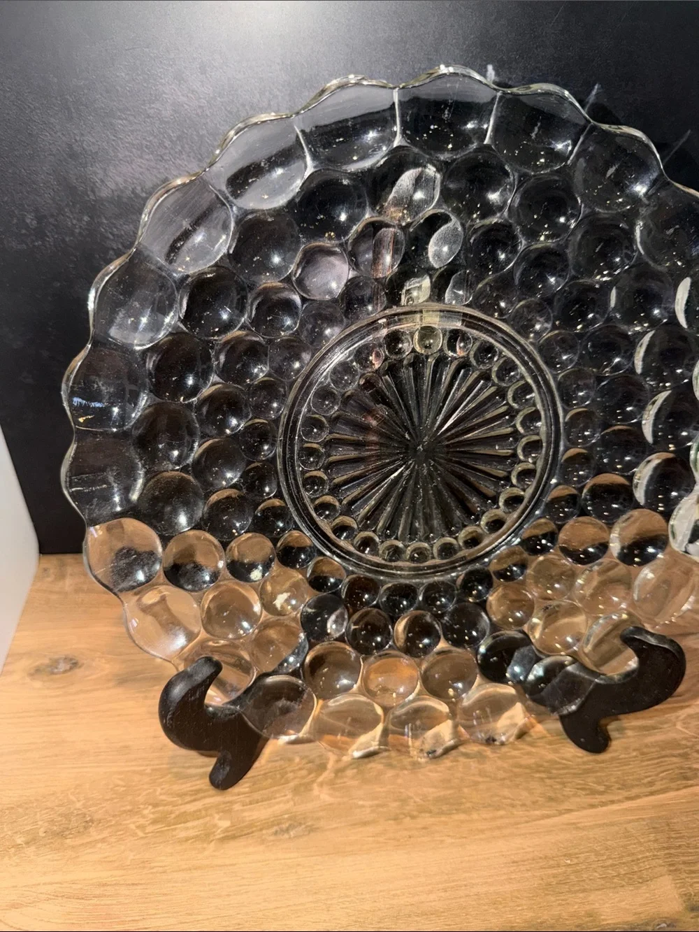 Anchor Hocking Clear Bubble Glass Serving Platter
